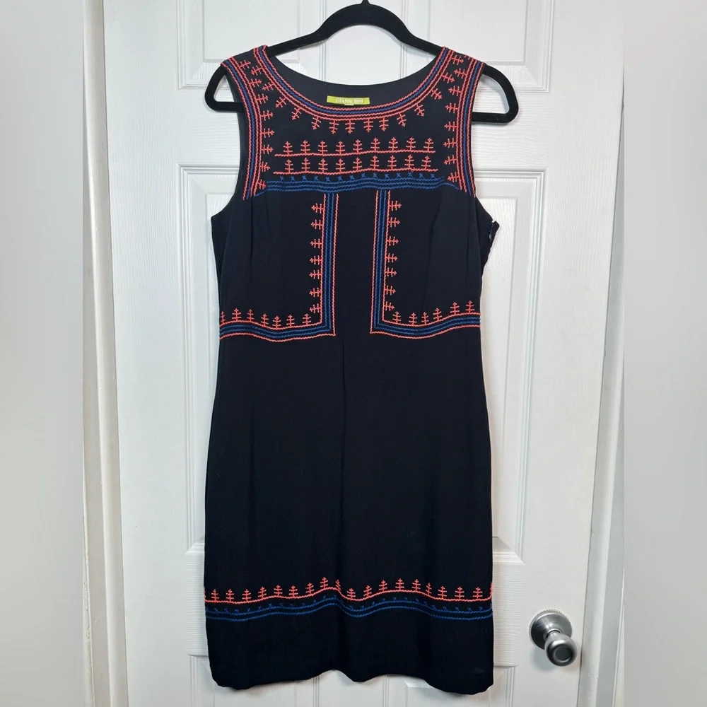 Gianni Bini Black Embroidered Mini Dress Boho Sleeveless Size M - Picture 1 of 6